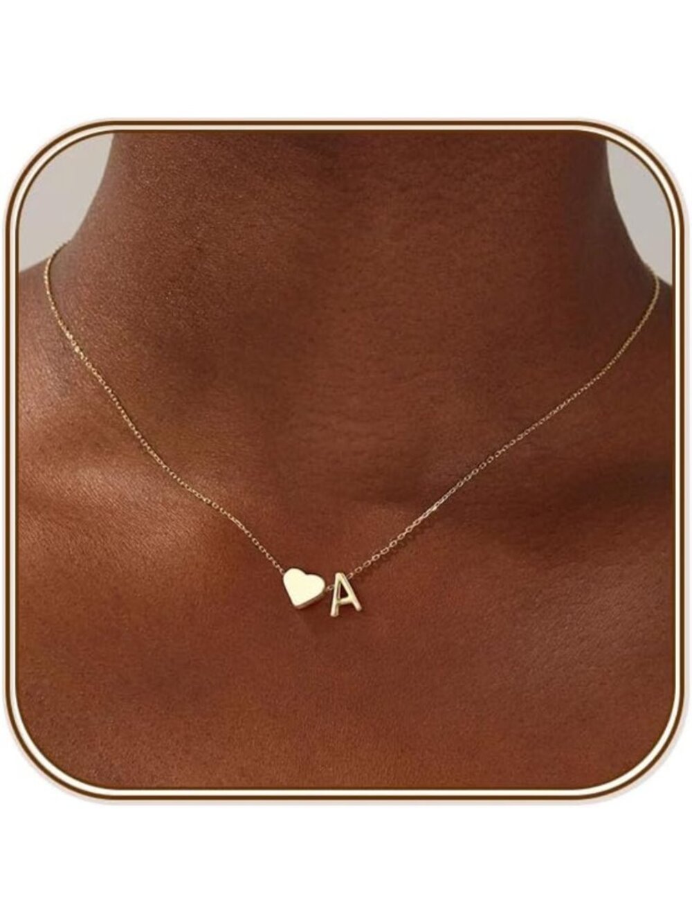 Dainty Heart Initial Necklace - 18K Gold Plated A-Z Pendant for Women & Teens